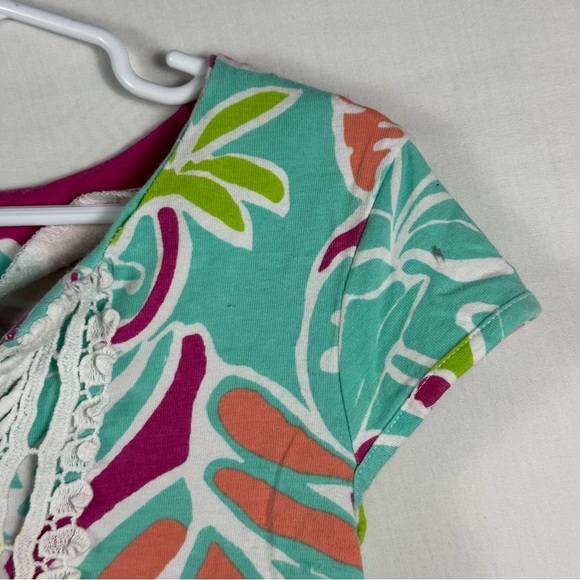 Peaches 'n Cream Floral Multicolor Dress with Lace Girls Size 8 - Picture 4 of 6